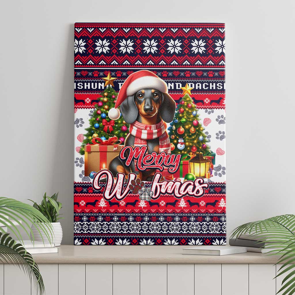 Dachshund Merry Woofmas Canvas Wall Art Christmas Dog Art Style - Wonder Print Shop
