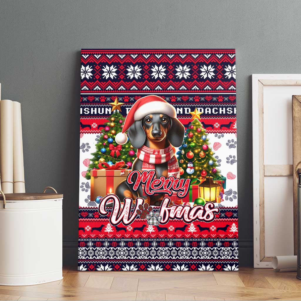 Dachshund Merry Woofmas Canvas Wall Art Christmas Dog Art Style - Wonder Print Shop