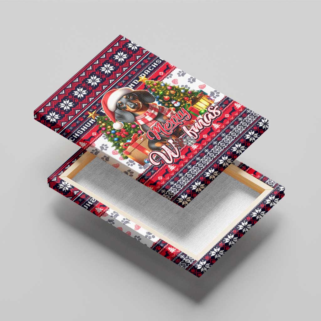 Dachshund Merry Woofmas Canvas Wall Art Christmas Dog Art Style - Wonder Print Shop