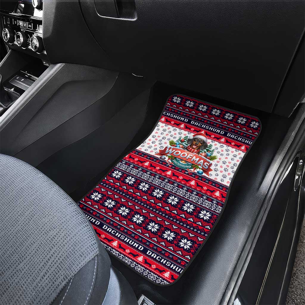 Dachshund Merry Woofmas Car Mats Christmas Dog Art Style - Wonder Print Shop