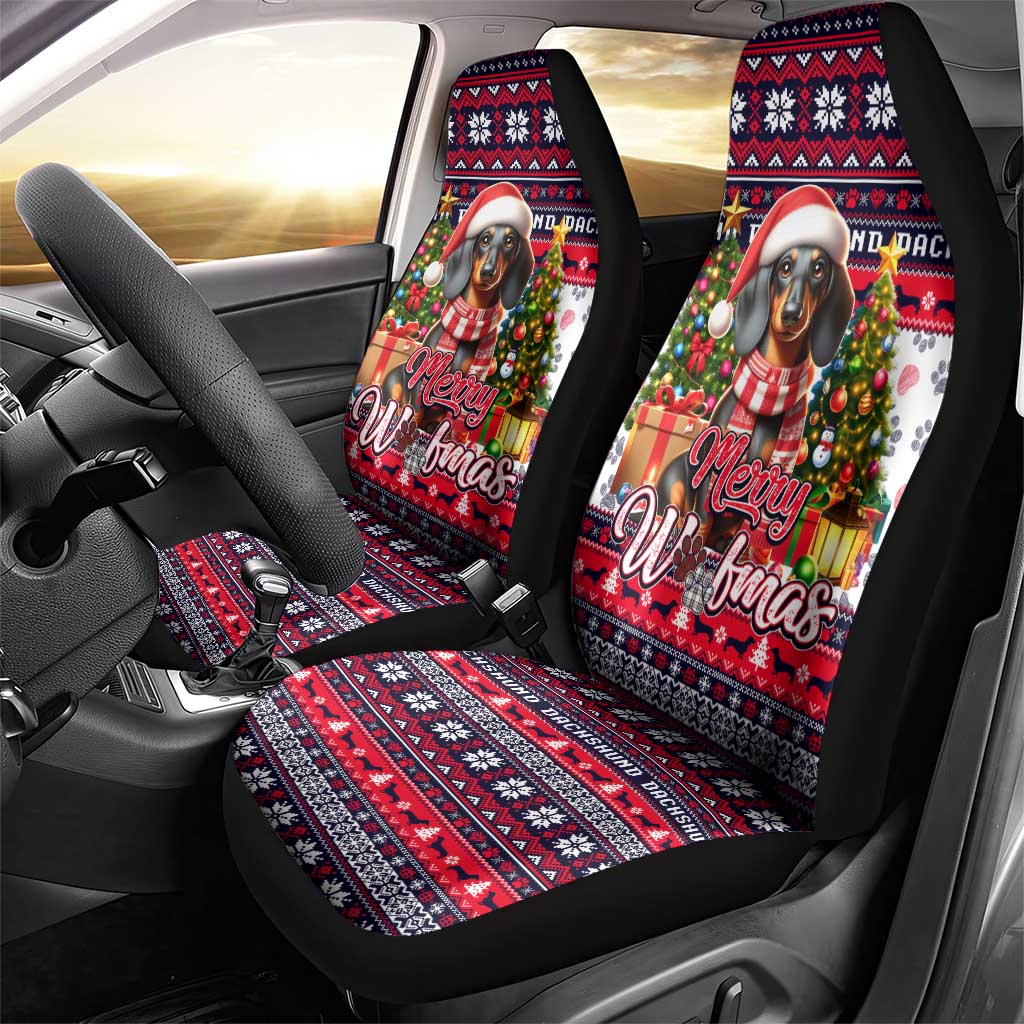 Dachshund Merry Woofmas Car Seat Cover Christmas Dog Art Style - Wonder Print Shop