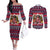 Dachshund Merry Woofmas Couples Matching Off The Shoulder Long Sleeve Dress and Long Sleeve Button Shirt Christmas Dog Art Style