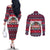 Dachshund Merry Woofmas Couples Matching Off The Shoulder Long Sleeve Dress and Long Sleeve Button Shirt Christmas Dog Art Style