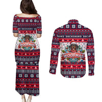 Dachshund Merry Woofmas Couples Matching Puletasi and Long Sleeve Button Shirt Christmas Dog Art Style - Wonder Print Shop