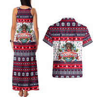 Dachshund Merry Woofmas Couples Matching Tank Maxi Dress and Hawaiian Shirt Christmas Dog Art Style - Wonder Print Shop