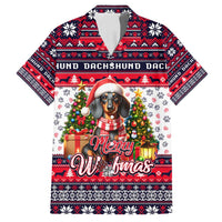 Dachshund Merry Woofmas Family Matching Long Sleeve Bodycon Dress and Hawaiian Shirt Christmas Dog Art Style - Wonder Print Shop
