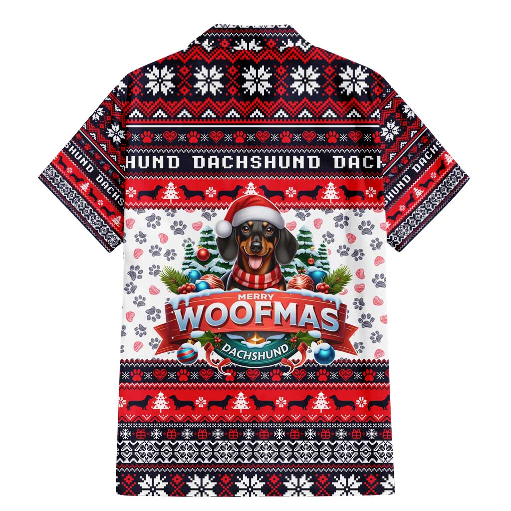 Dachshund Merry Woofmas Family Matching Mermaid Dress and Hawaiian Shirt Christmas Dog Art Style - Wonder Print Shop