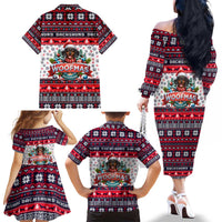 Dachshund Merry Woofmas Family Matching Off The Shoulder Long Sleeve Dress and Hawaiian Shirt Christmas Dog Art Style - Wonder Print Shop