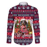 Dachshund Merry Woofmas Family Matching Off The Shoulder Long Sleeve Dress and Hawaiian Shirt Christmas Dog Art Style - Wonder Print Shop