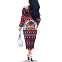 Dachshund Merry Woofmas Family Matching Off The Shoulder Long Sleeve Dress and Hawaiian Shirt Christmas Dog Art Style - Wonder Print Shop