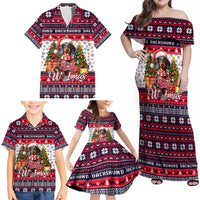 Dachshund Merry Woofmas Family Matching Off Shoulder Maxi Dress and Hawaiian Shirt Christmas Dog Art Style - Wonder Print Shop