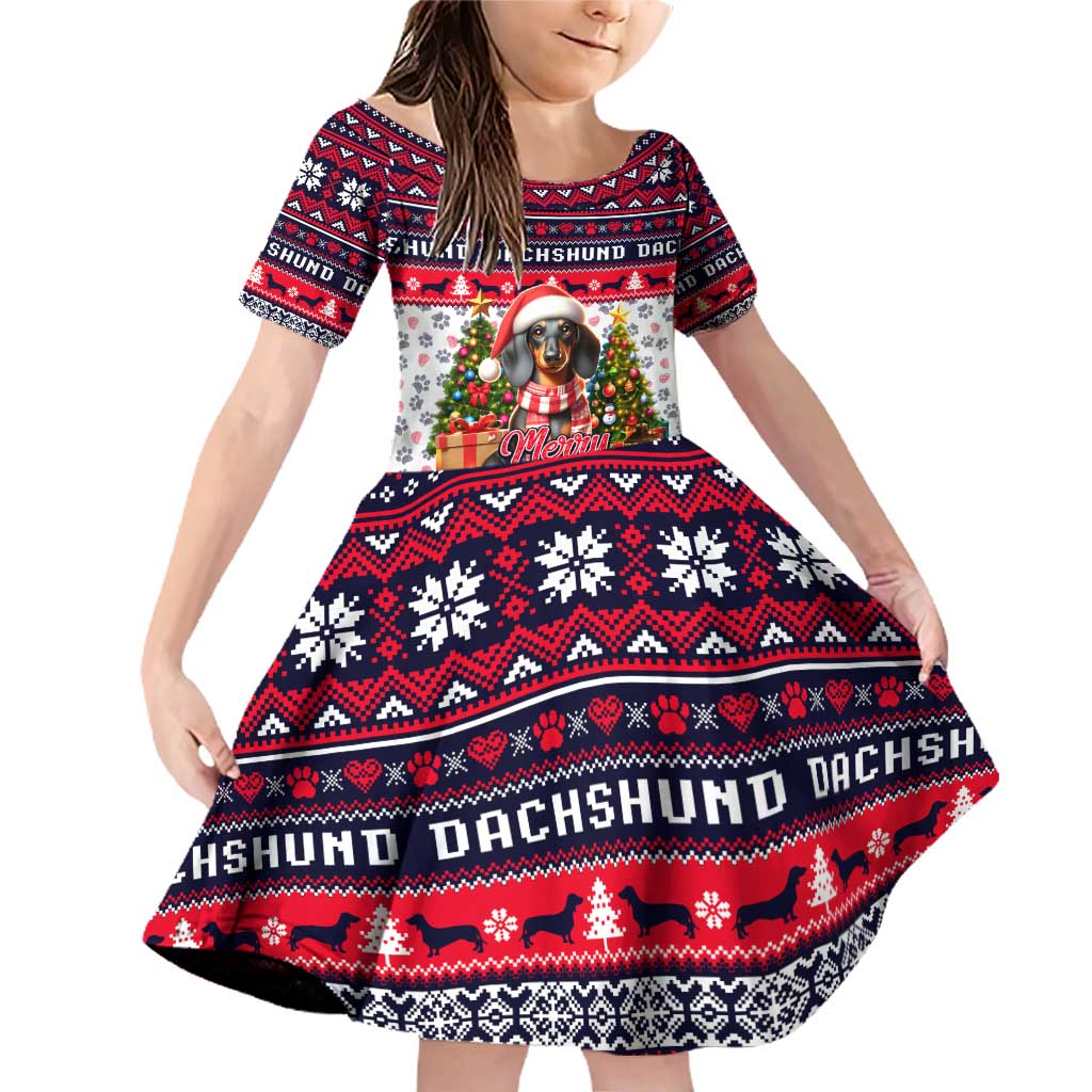 Dachshund Merry Woofmas Family Matching Off Shoulder Short Dress and Hawaiian Shirt Christmas Dog Art Style - Wonder Print Shop