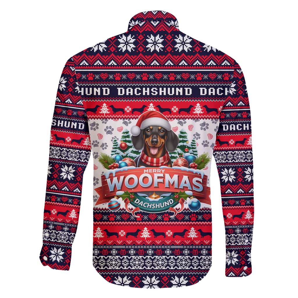 Dachshund Merry Woofmas Family Matching Off Shoulder Short Dress and Hawaiian Shirt Christmas Dog Art Style - Wonder Print Shop