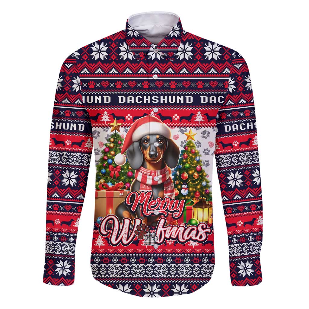 Dachshund Merry Woofmas Family Matching Puletasi and Hawaiian Shirt Christmas Dog Art Style - Wonder Print Shop