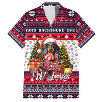 Dachshund Merry Woofmas Family Matching Short Sleeve Bodycon Dress and Hawaiian Shirt Christmas Dog Art Style - Wonder Print Shop