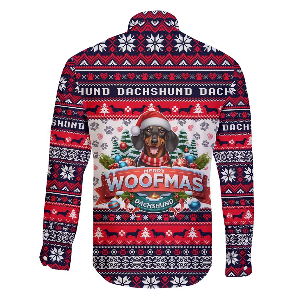 Dachshund Merry Woofmas Family Matching Short Sleeve Bodycon Dress and Hawaiian Shirt Christmas Dog Art Style - Wonder Print Shop