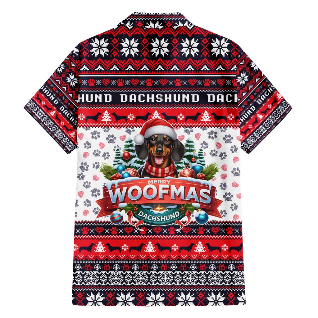 Dachshund Merry Woofmas Family Matching Summer Maxi Dress and Hawaiian Shirt Christmas Dog Art Style - Wonder Print Shop