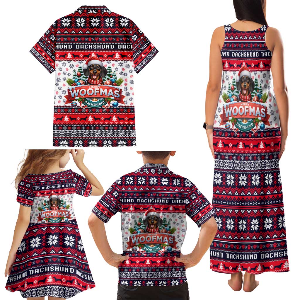 Dachshund Merry Woofmas Family Matching Tank Maxi Dress and Hawaiian Shirt Christmas Dog Art Style - Wonder Print Shop