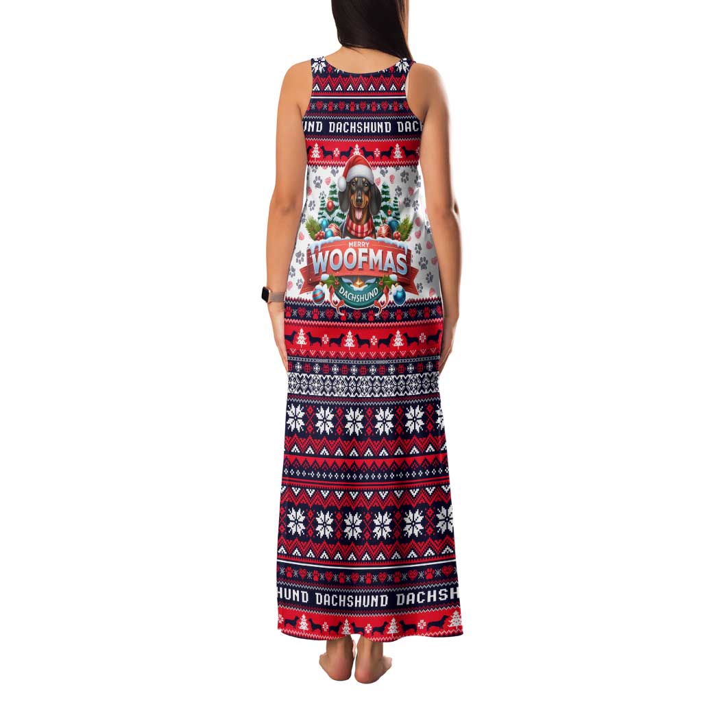 Dachshund Merry Woofmas Family Matching Tank Maxi Dress and Hawaiian Shirt Christmas Dog Art Style - Wonder Print Shop
