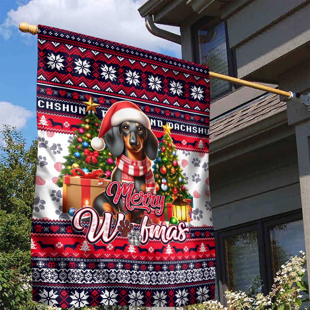 Dachshund Merry Woofmas Garden Flag Christmas Dog Art Style - Wonder Print Shop