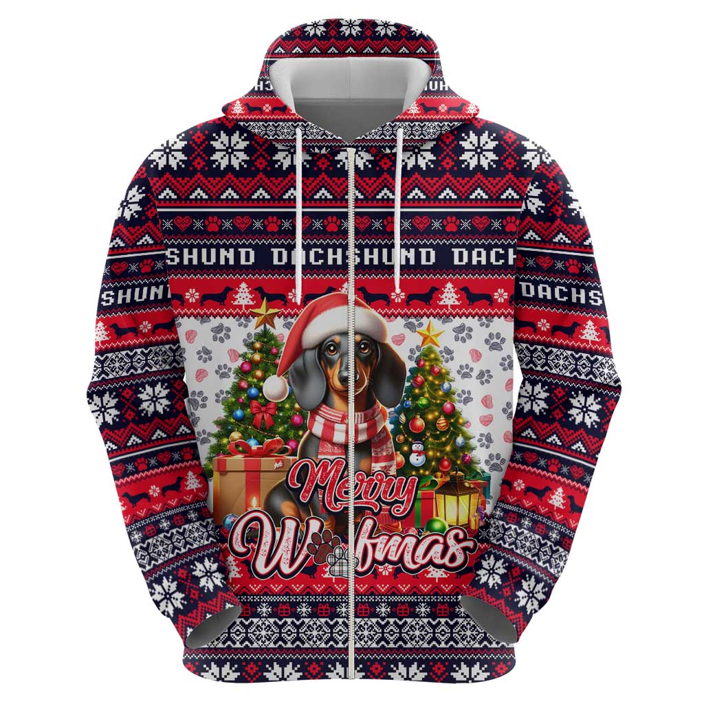Dachshund Merry Woofmas Hoodie Christmas Dog Art Style - Wonder Print Shop