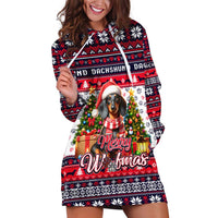 Dachshund Merry Woofmas Hoodie Dress Christmas Dog Art Style - Wonder Print Shop