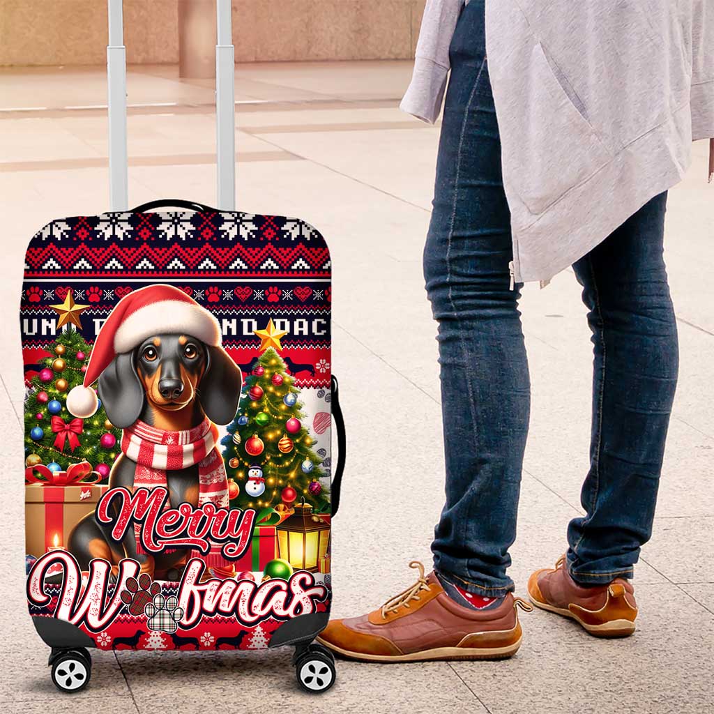 Dachshund Merry Woofmas Luggage Cover Christmas Dog Art Style - Wonder Print Shop