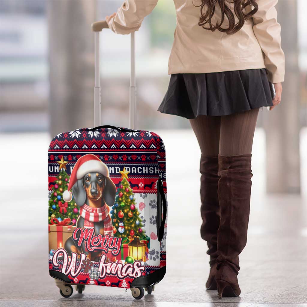 Dachshund Merry Woofmas Luggage Cover Christmas Dog Art Style - Wonder Print Shop