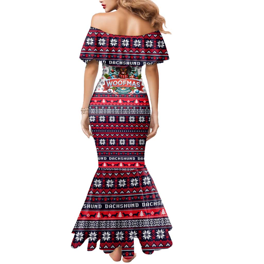 Dachshund Merry Woofmas Mermaid Dress Christmas Dog Art Style - Wonder Print Shop