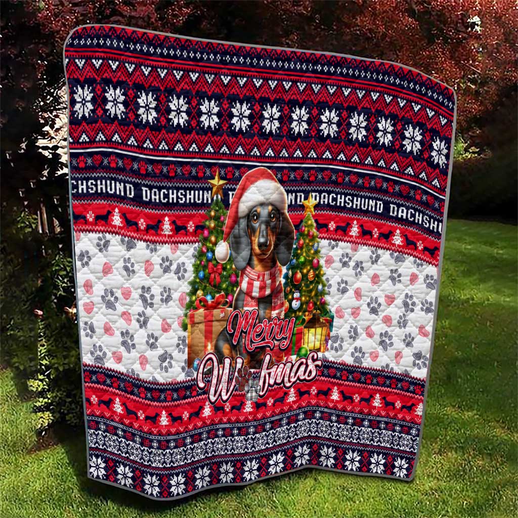 Dachshund Merry Woofmas Quilt Christmas Dog Art Style - Wonder Print Shop