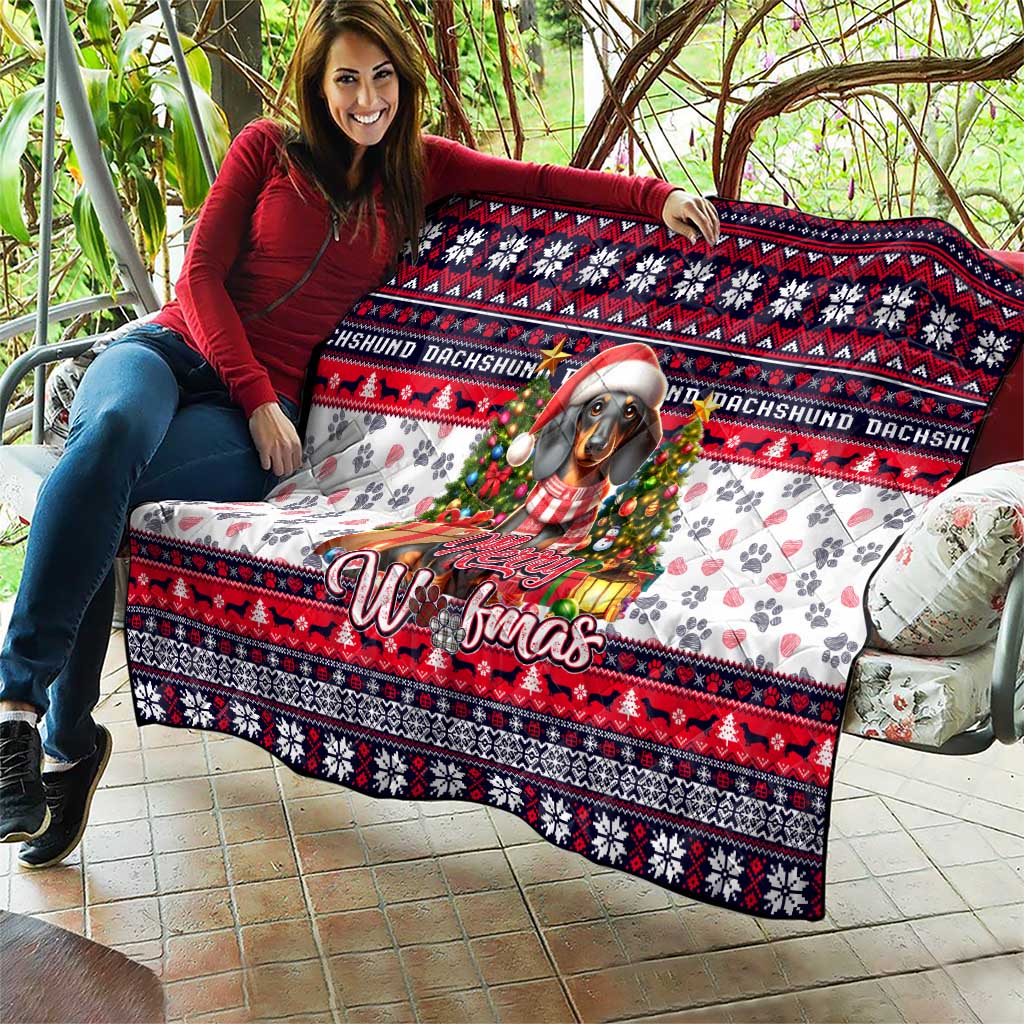 Dachshund Merry Woofmas Quilt Christmas Dog Art Style - Wonder Print Shop