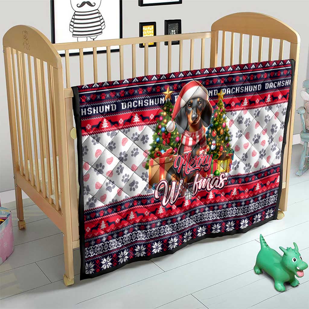 Dachshund Merry Woofmas Quilt Christmas Dog Art Style - Wonder Print Shop