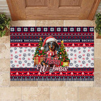 Dachshund Merry Woofmas Rubber Doormat Christmas Dog Art Style - Wonder Print Shop