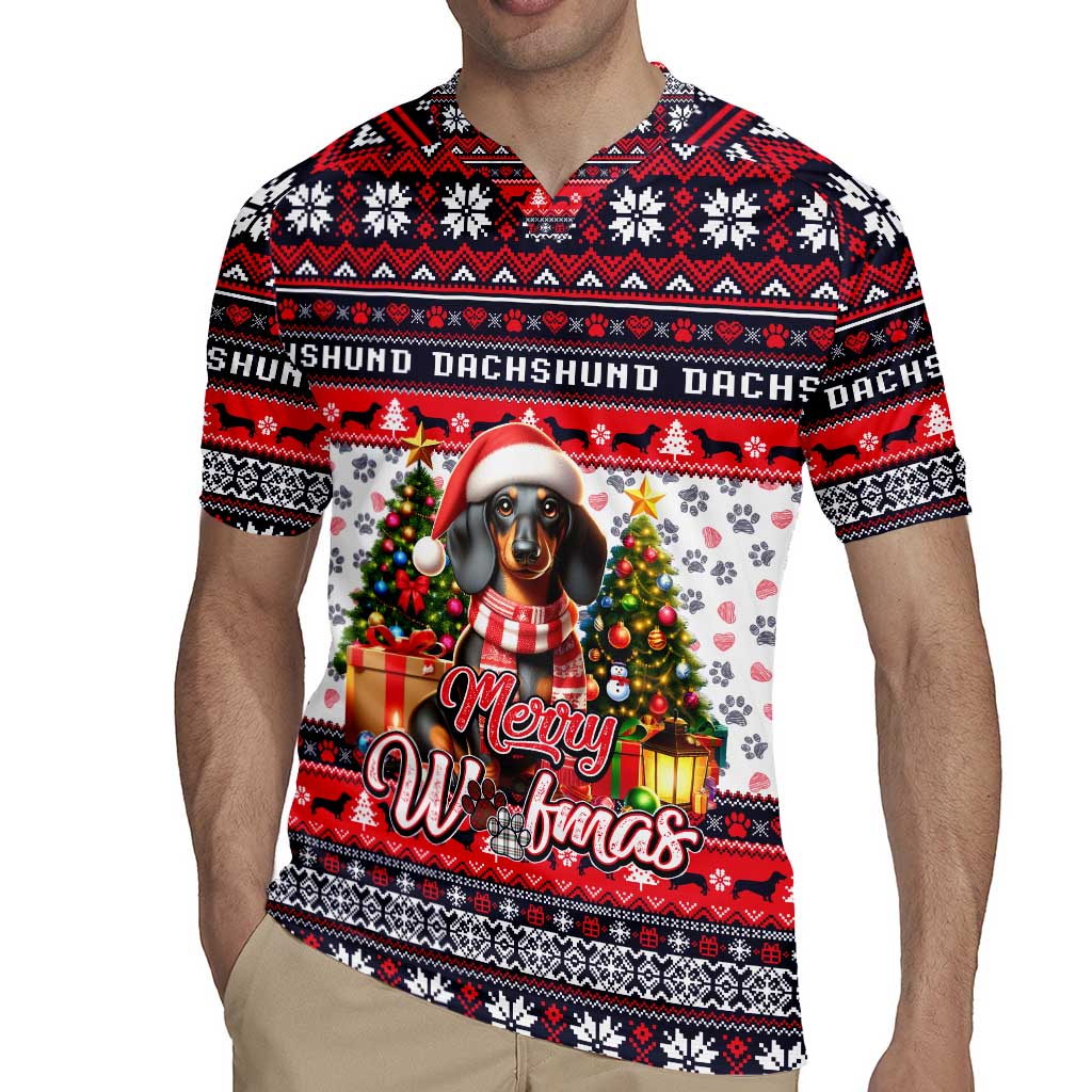 Dachshund Merry Woofmas Rugby Jersey Christmas Dog Art Style - Wonder Print Shop