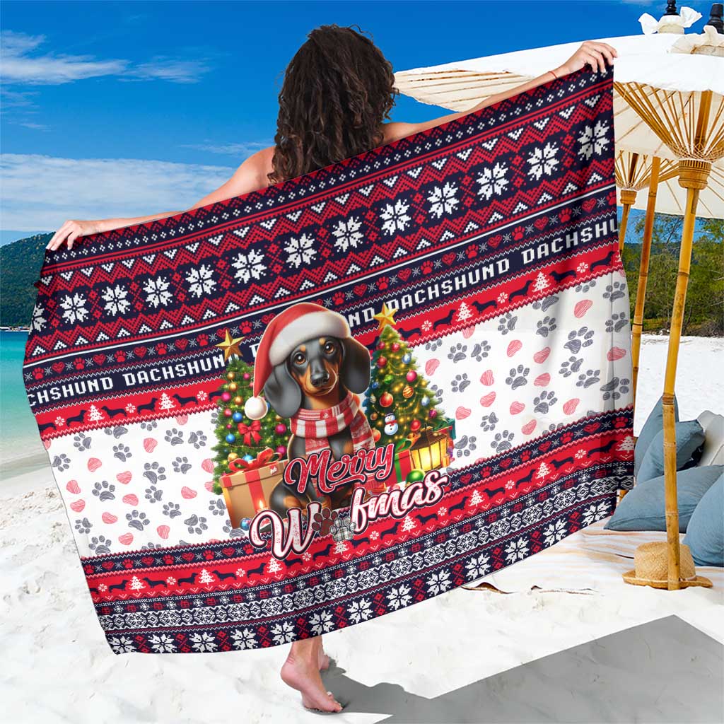 Dachshund Merry Woofmas Sarong Christmas Dog Art Style - Wonder Print Shop