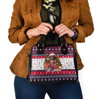Dachshund Merry Woofmas Shoulder Handbag Christmas Dog Art Style