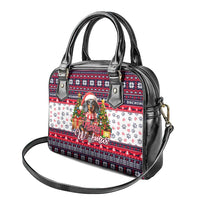Dachshund Merry Woofmas Shoulder Handbag Christmas Dog Art Style