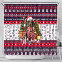 Dachshund Merry Woofmas Shower Curtain Christmas Dog Art Style