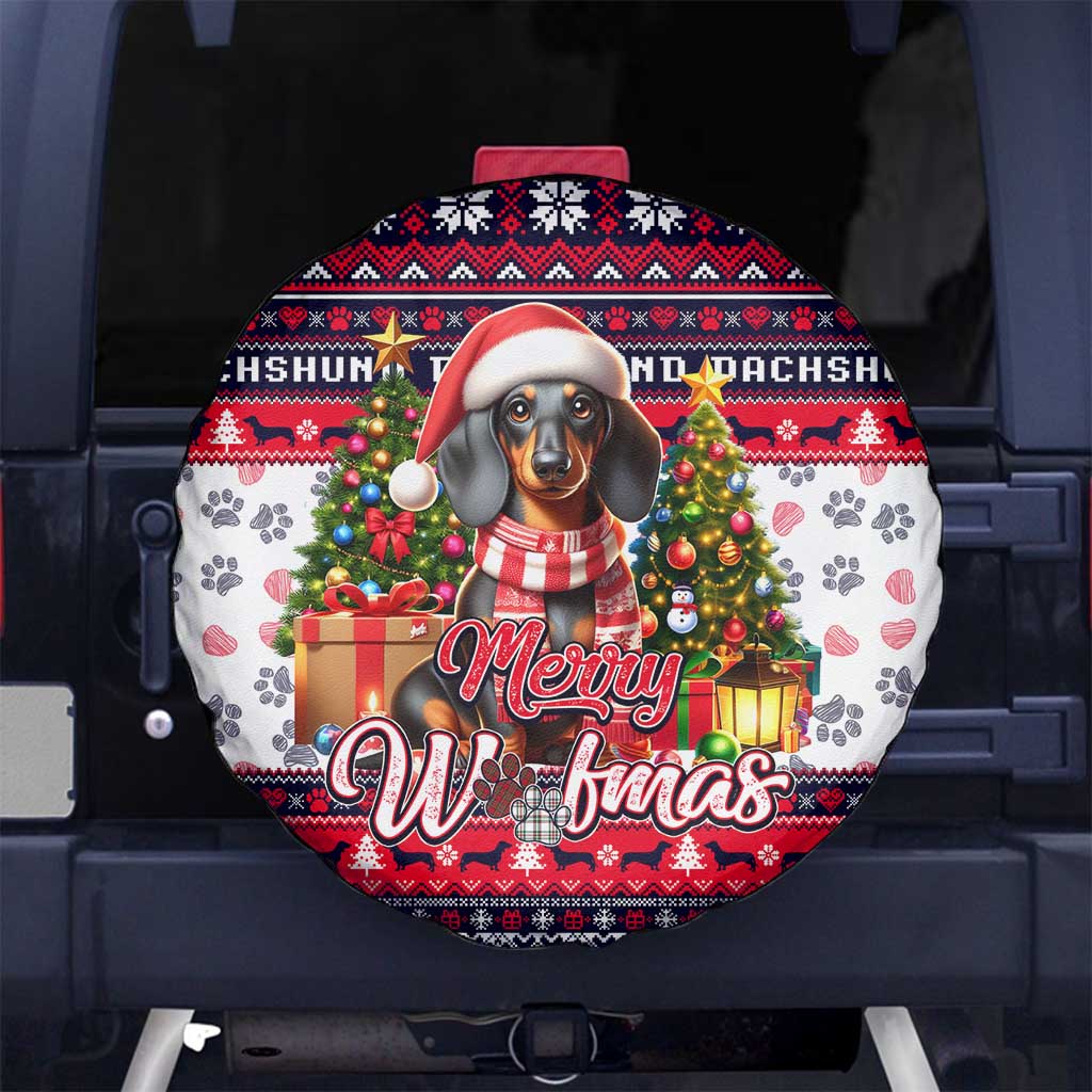 Dachshund Merry Woofmas Spare Tire Cover Christmas Dog Art Style - Wonder Print Shop