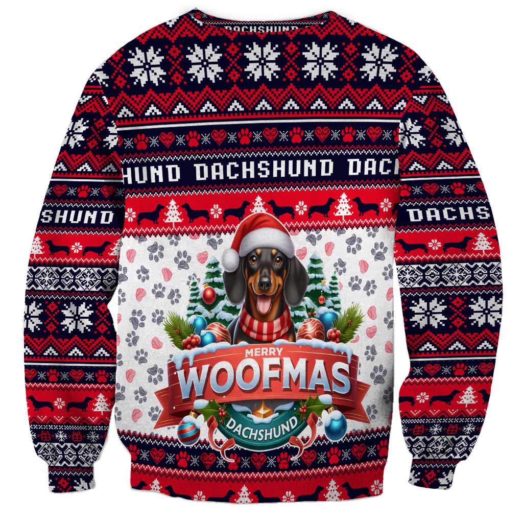 Dachshund Merry Woofmas Sweatshirt Christmas Dog Art Style - Wonder Print Shop