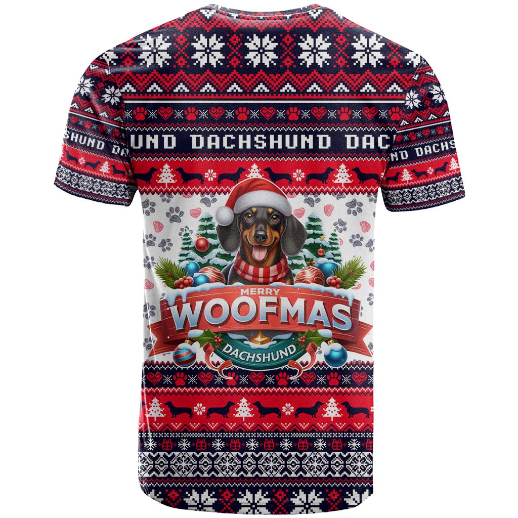 Dachshund Merry Woofmas T Shirt Christmas Dog Art Style - Wonder Print Shop
