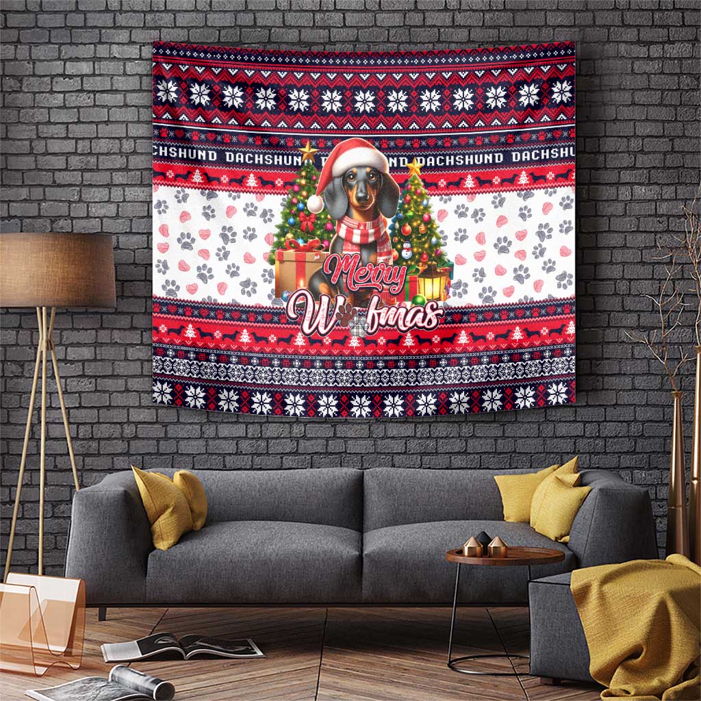 Dachshund Merry Woofmas Tapestry Christmas Dog Art Style - Wonder Print Shop