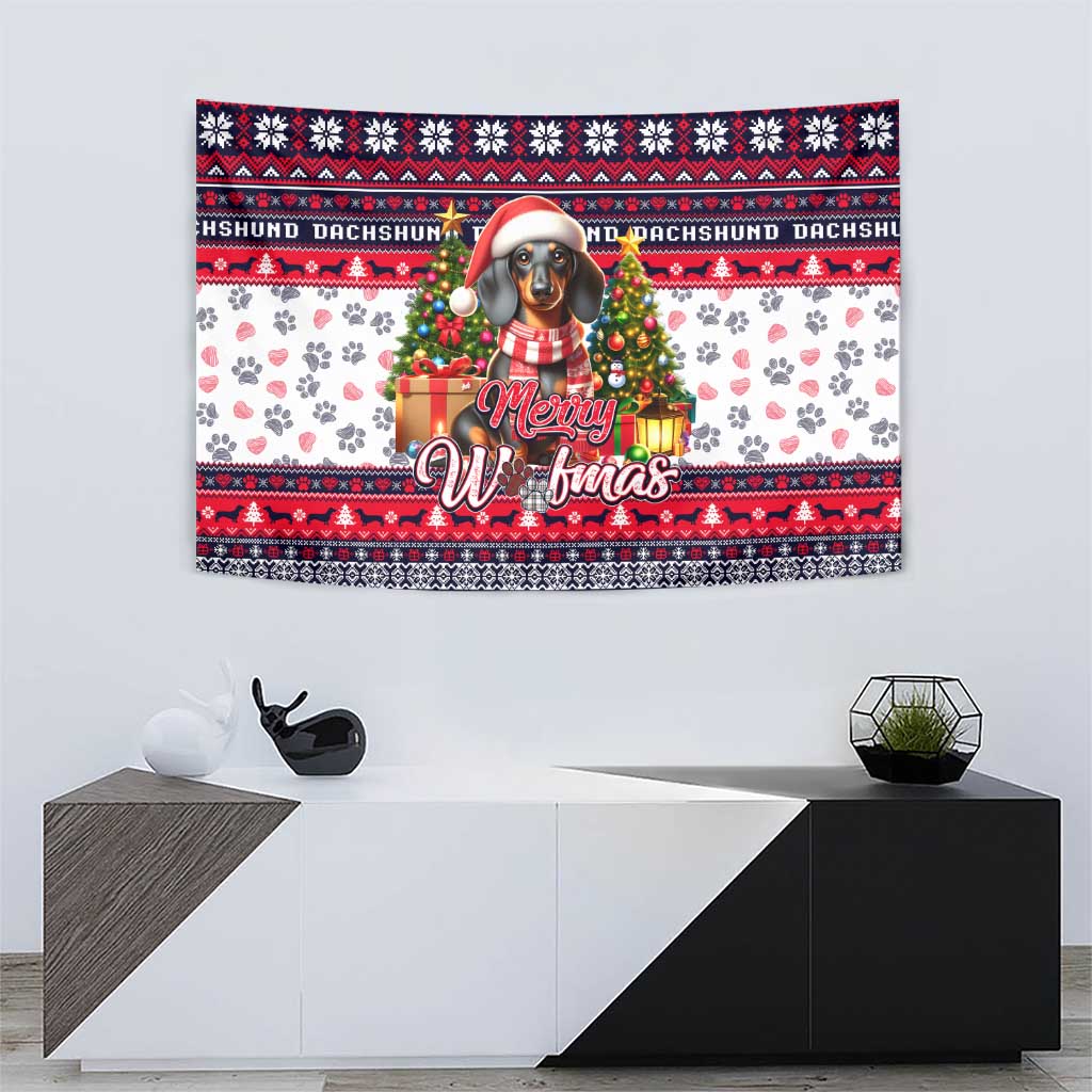 Dachshund Merry Woofmas Tapestry Christmas Dog Art Style - Wonder Print Shop