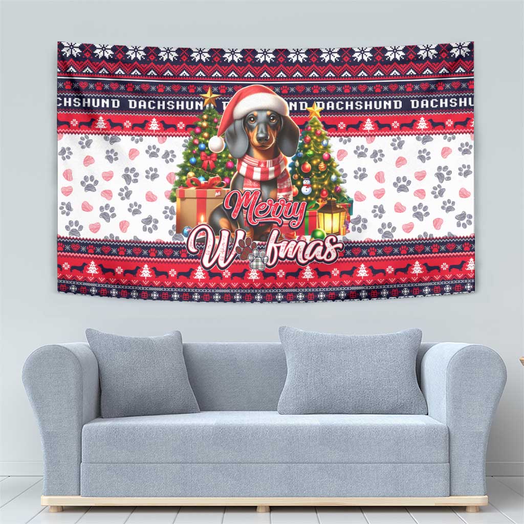 Dachshund Merry Woofmas Tapestry Christmas Dog Art Style - Wonder Print Shop