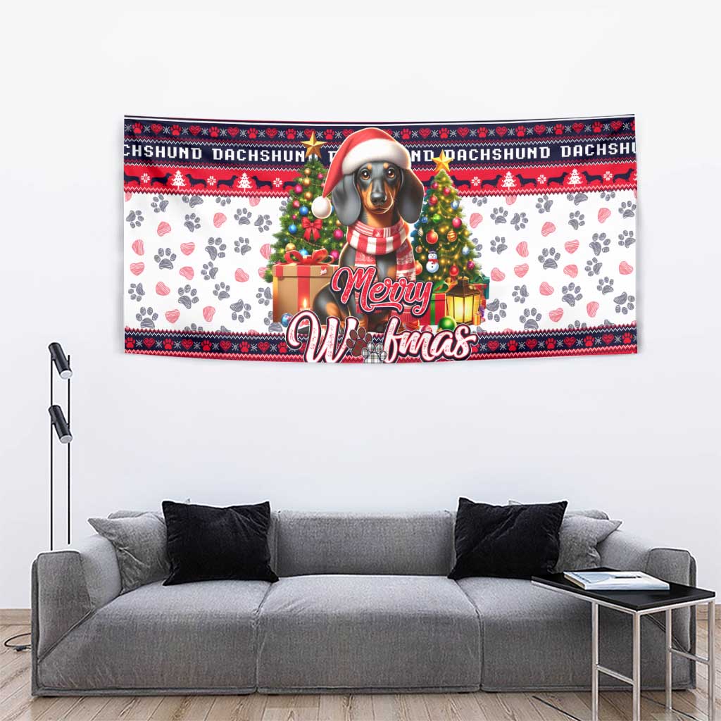 Dachshund Merry Woofmas Tapestry Christmas Dog Art Style - Wonder Print Shop