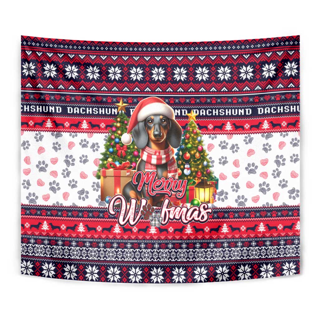 Dachshund Merry Woofmas Tapestry Christmas Dog Art Style - Wonder Print Shop