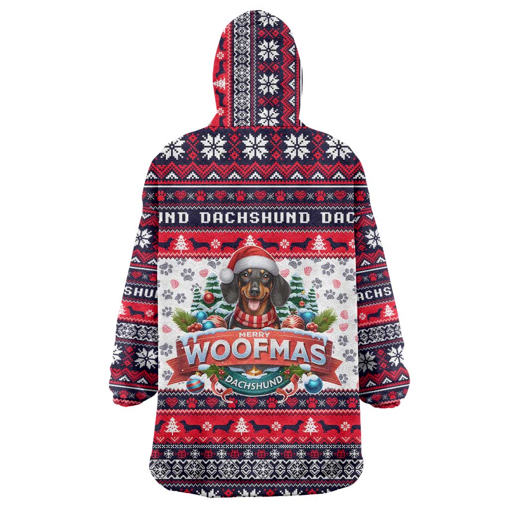 Dachshund Merry Woofmas Wearable Blanket Hoodie Christmas Dog Art Style - Wonder Print Shop