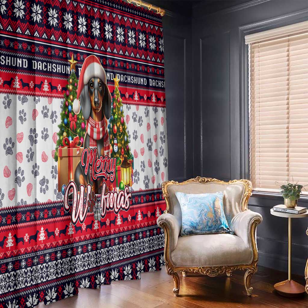 Dachshund Merry Woofmas Window Curtain Christmas Dog Art Style - Wonder Print Shop