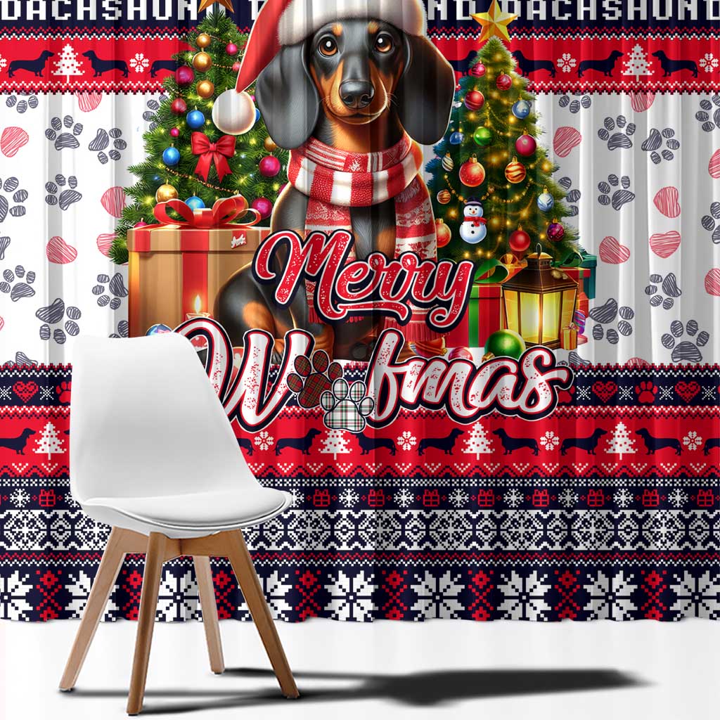 Dachshund Merry Woofmas Window Curtain Christmas Dog Art Style - Wonder Print Shop