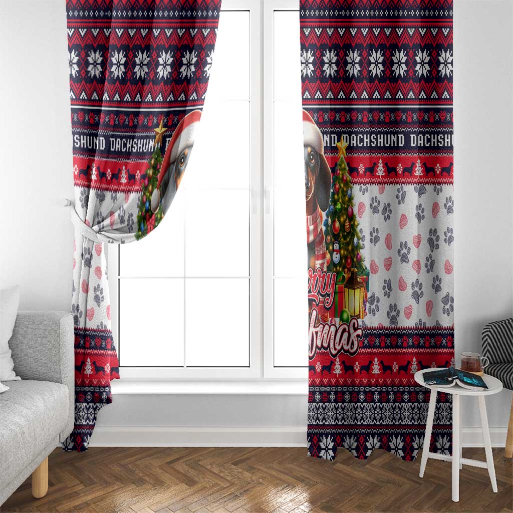 Dachshund Merry Woofmas Window Curtain Christmas Dog Art Style - Wonder Print Shop